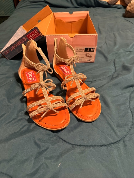 pop Shoes - pop silver Glitter T-Strap Sandals